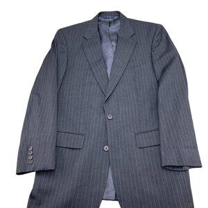 Brooks Brothers Blazer Men 40L Gray‎ White Pinstripe Super 110s Wool VTG